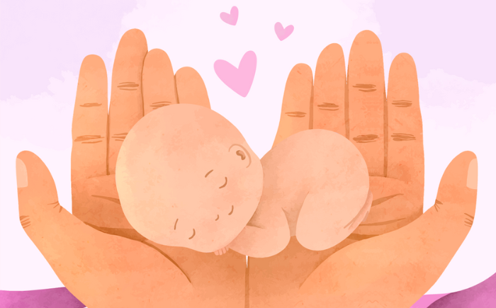 Illustration of a parent lovingly holding a premature baby, representing the crucial bonding that can be challenged by postpartum depression in the NICU.